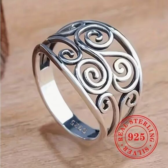 🩶 NEW 925 Sterling Silver Filigree Swirl Design Ring 🩶 - Picture 6 of 6